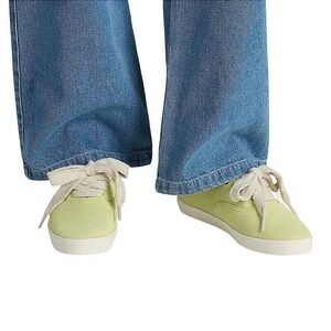 Vans Authentic LowPro Lime Sherbert Suede Sneakers Chunky Lace Womens 7 Mens 5.5